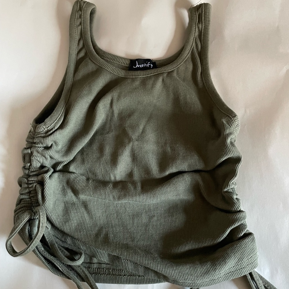 Justify Green Ruched Cropped Tank Top